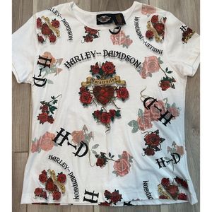 💖 Harley-Davidson Y2K Vintage Rose Baby Tee LARGE​
